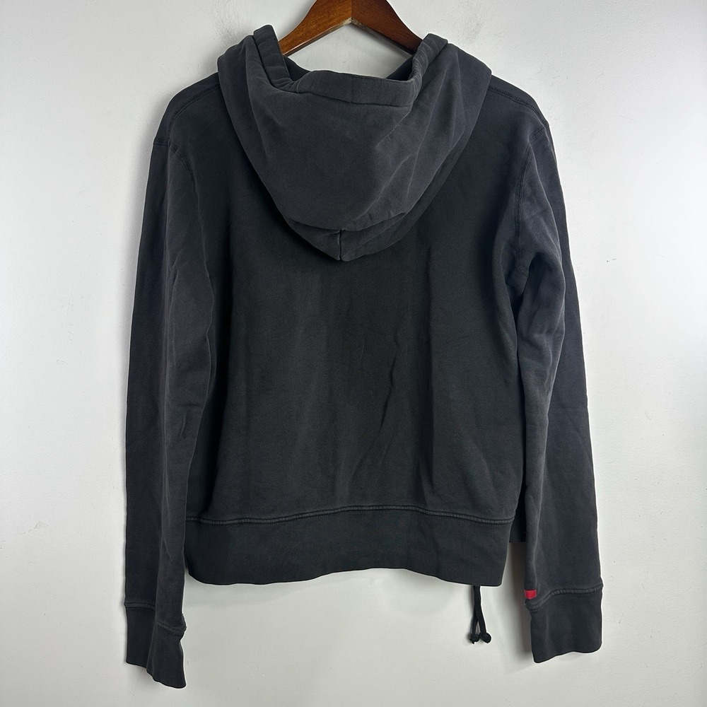 Nili Lotan Washed Black Callie Hoodie Zip Up Womens Large Preppy Distressed - Picture 8 of 11
